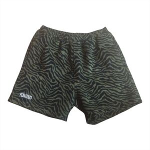 PLEASURES | Breaker Fuzzy Stripe Animal Print Green Shorts in Size Large